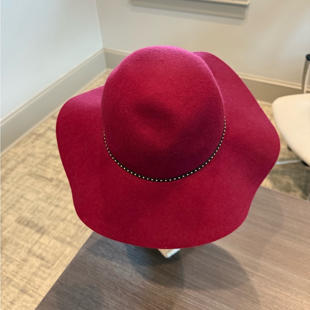 Charming Charlie Deep Red Wide-Brim Hat